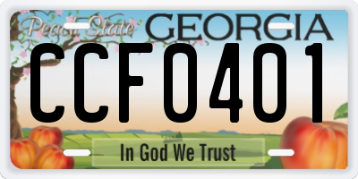 GA license plate CCF0401