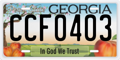 GA license plate CCF0403