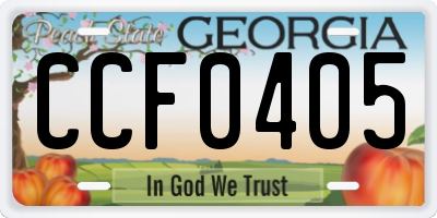 GA license plate CCF0405