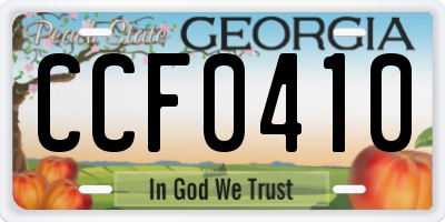 GA license plate CCF0410