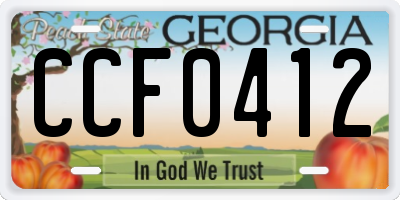 GA license plate CCF0412