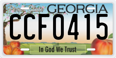 GA license plate CCF0415