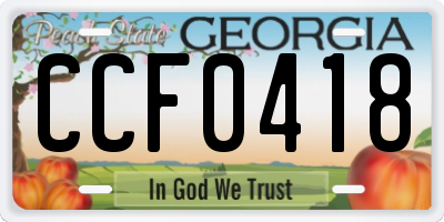 GA license plate CCF0418