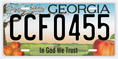 GA license plate CCF0455