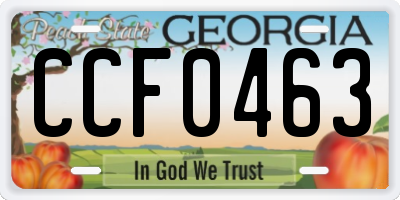GA license plate CCF0463