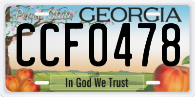 GA license plate CCF0478