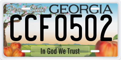 GA license plate CCF0502