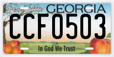 GA license plate CCF0503