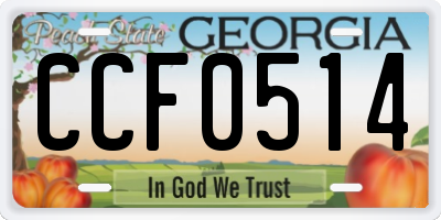 GA license plate CCF0514