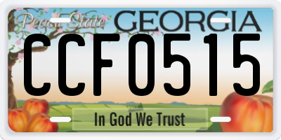 GA license plate CCF0515