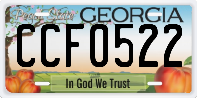 GA license plate CCF0522