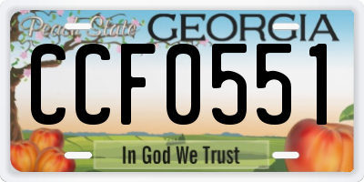 GA license plate CCF0551