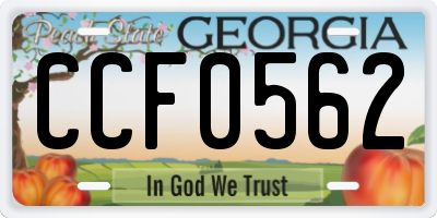 GA license plate CCF0562