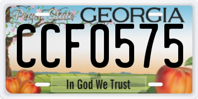 GA license plate CCF0575