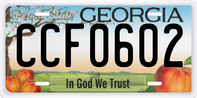 GA license plate CCF0602