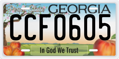GA license plate CCF0605