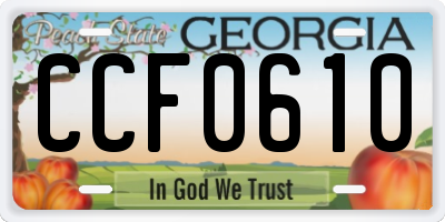 GA license plate CCF0610