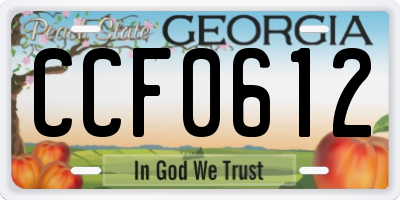 GA license plate CCF0612