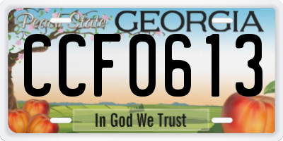 GA license plate CCF0613