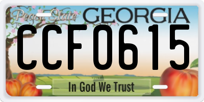GA license plate CCF0615