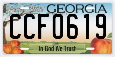 GA license plate CCF0619