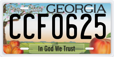GA license plate CCF0625