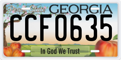 GA license plate CCF0635