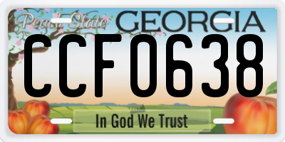 GA license plate CCF0638