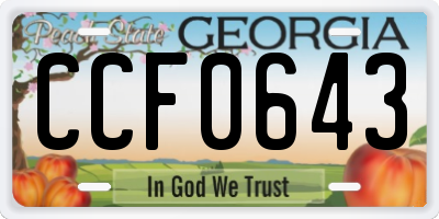 GA license plate CCF0643