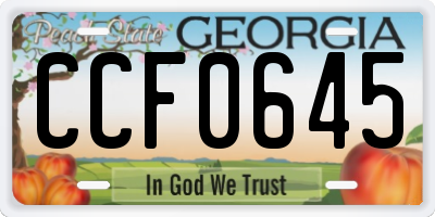 GA license plate CCF0645