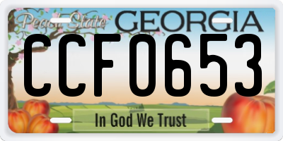 GA license plate CCF0653