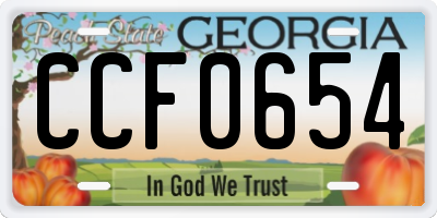 GA license plate CCF0654