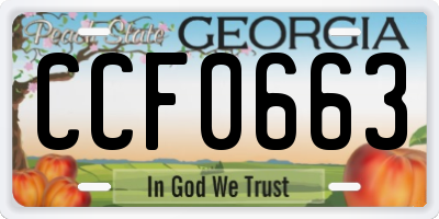 GA license plate CCF0663