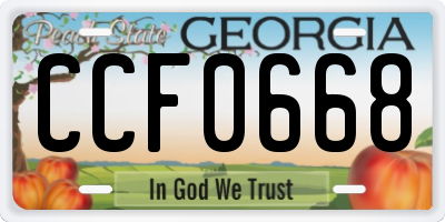 GA license plate CCF0668