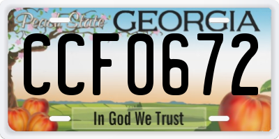 GA license plate CCF0672