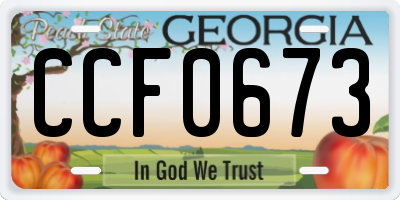 GA license plate CCF0673