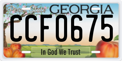GA license plate CCF0675