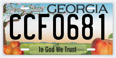 GA license plate CCF0681