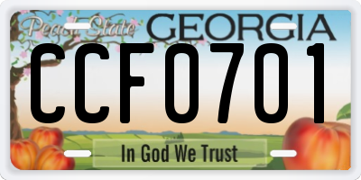 GA license plate CCF0701