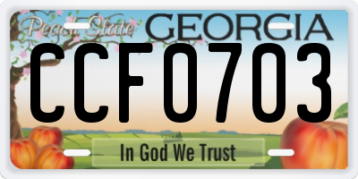 GA license plate CCF0703
