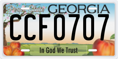 GA license plate CCF0707