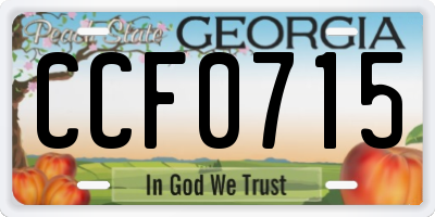 GA license plate CCF0715