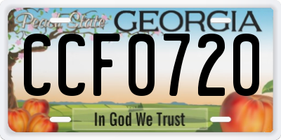 GA license plate CCF0720