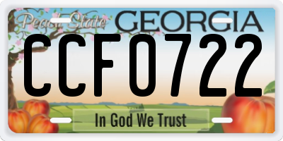 GA license plate CCF0722