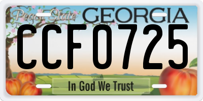 GA license plate CCF0725