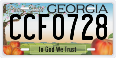 GA license plate CCF0728