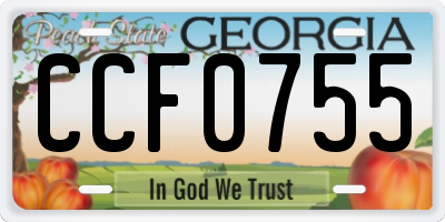 GA license plate CCF0755
