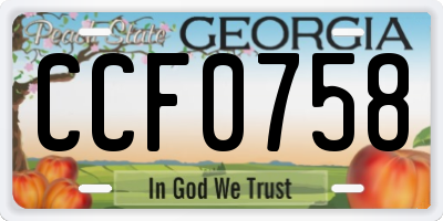 GA license plate CCF0758