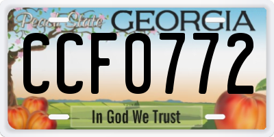 GA license plate CCF0772