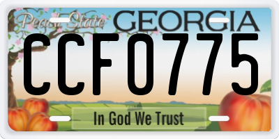 GA license plate CCF0775